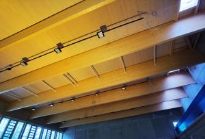 Spielfeld-Decke, Holzakustikdecke, Conrad-Blenkle-Straße, Berlin